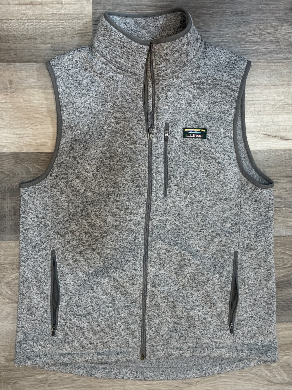 L.L. Bean Men's Heather Gray Full-Zip Fleece Vest - Picture 9 of 9